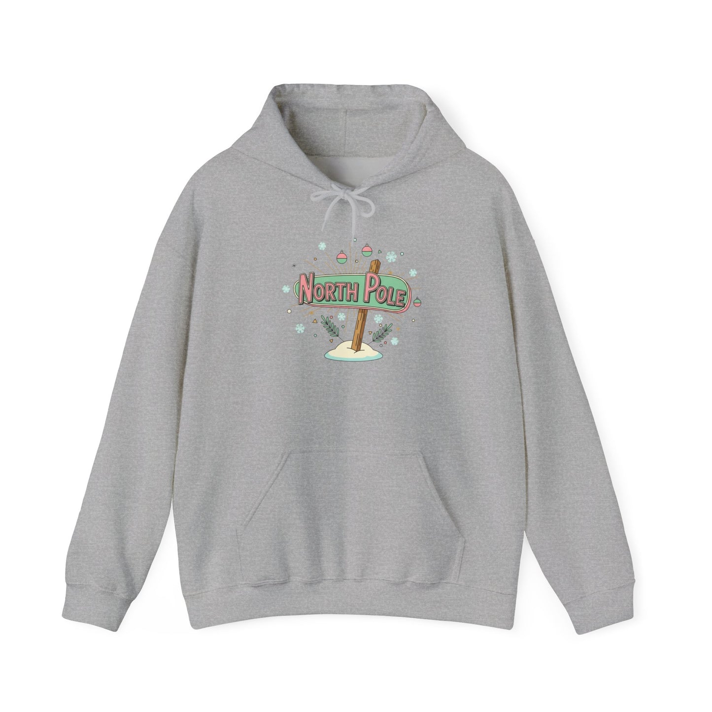 Retro North Pole Sign Hoodie, mid century Christmas