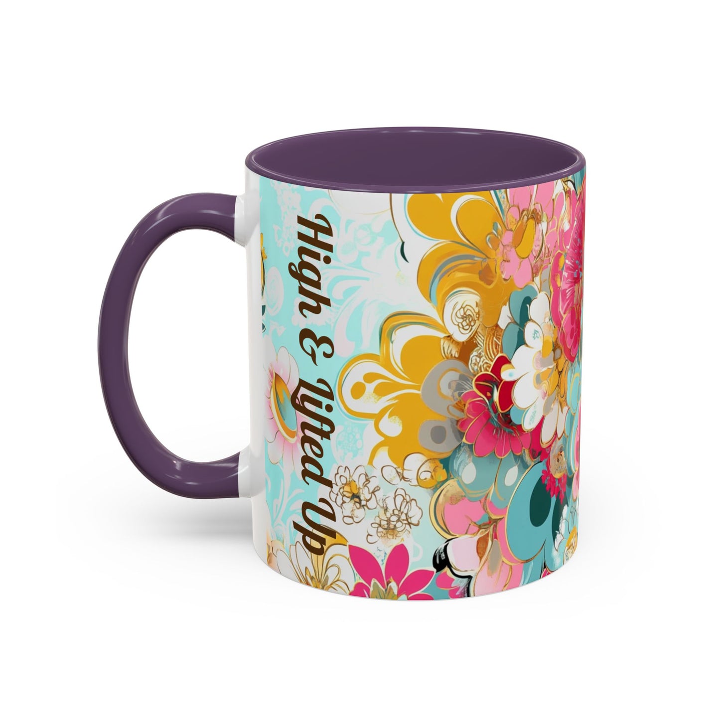 Vibrant Floral Accent Boho Coffee Mug, Floral.