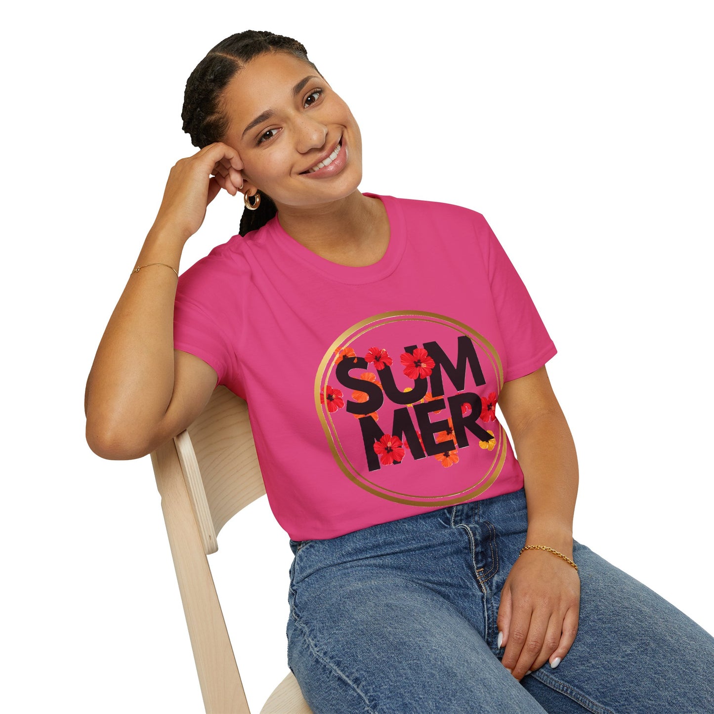 Summer Floral Unisex Softstyle T-Shirt - Casual Wear, Gift, Beach Vibes, Vacation Essentials, Summer Celebration