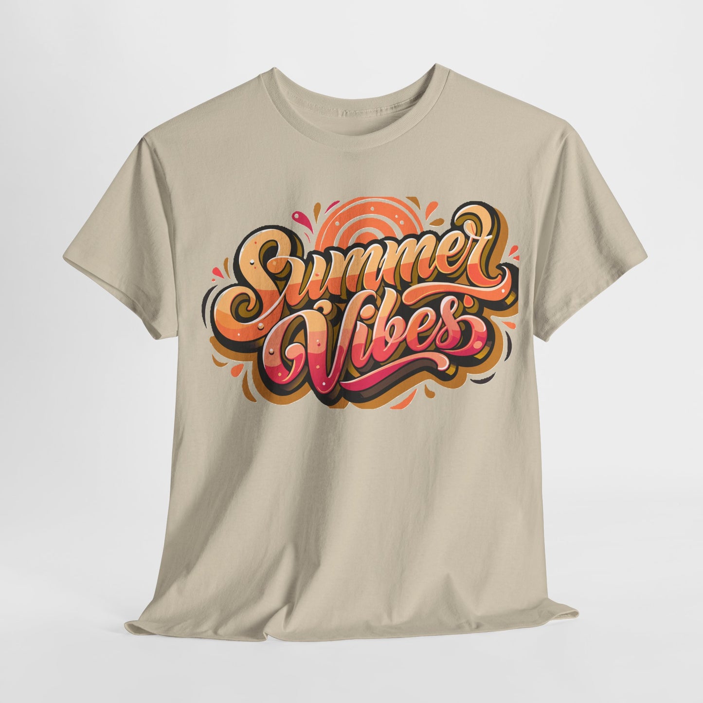 Summer Vibes Unisex Heavy Cotton Tee - Relaxed Fit, Casual Wear, Beach Outings, Gift for Friends, Summer Parties, Fun Graphic Tee