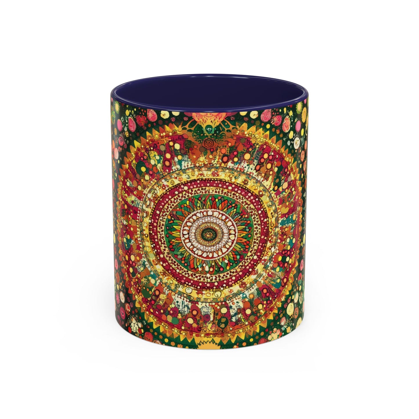 Vibrant Mandala Accent Coffee Mug, Colorful Drinkware.