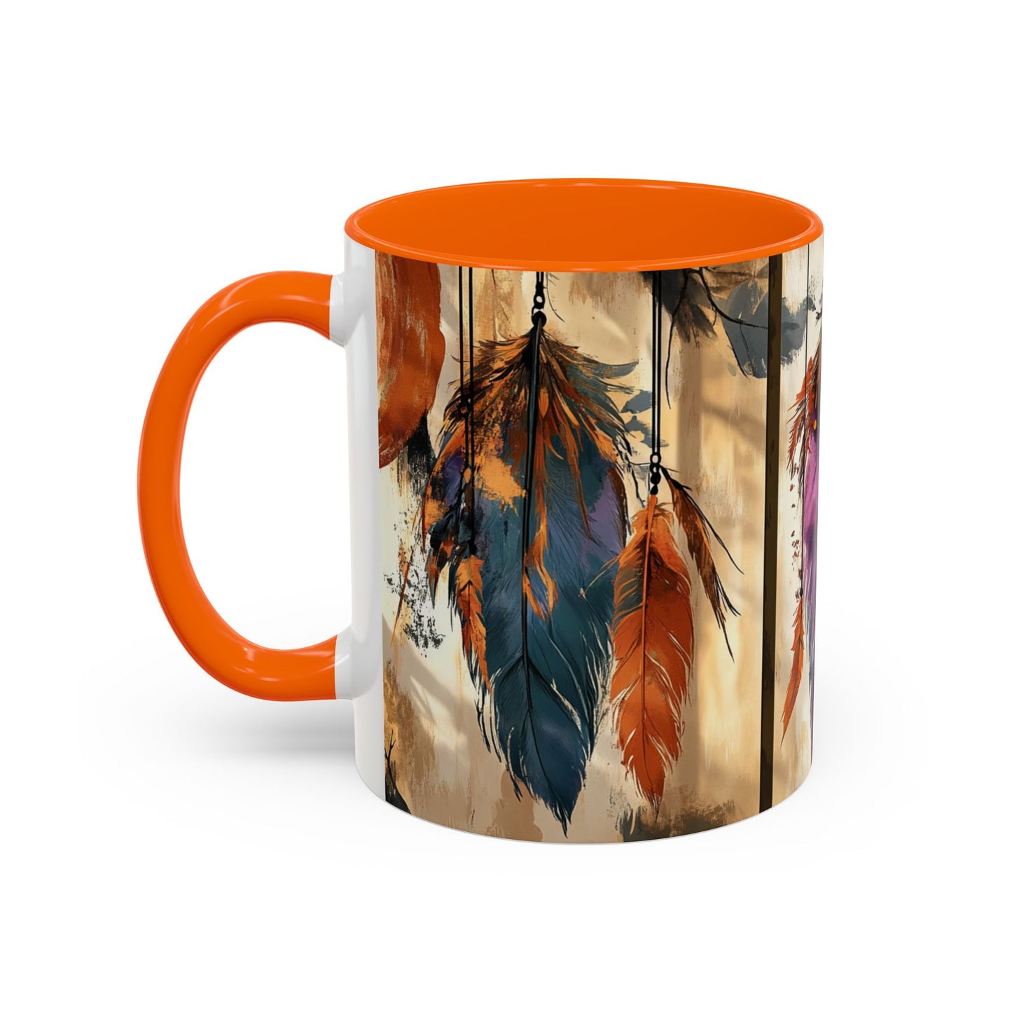 Bohemian Feather Coffee Mug, Dreamy Mug for Coffee Lovers, Unique Gift for Creatives, Boho Kitchen Decor, Holiday Gift