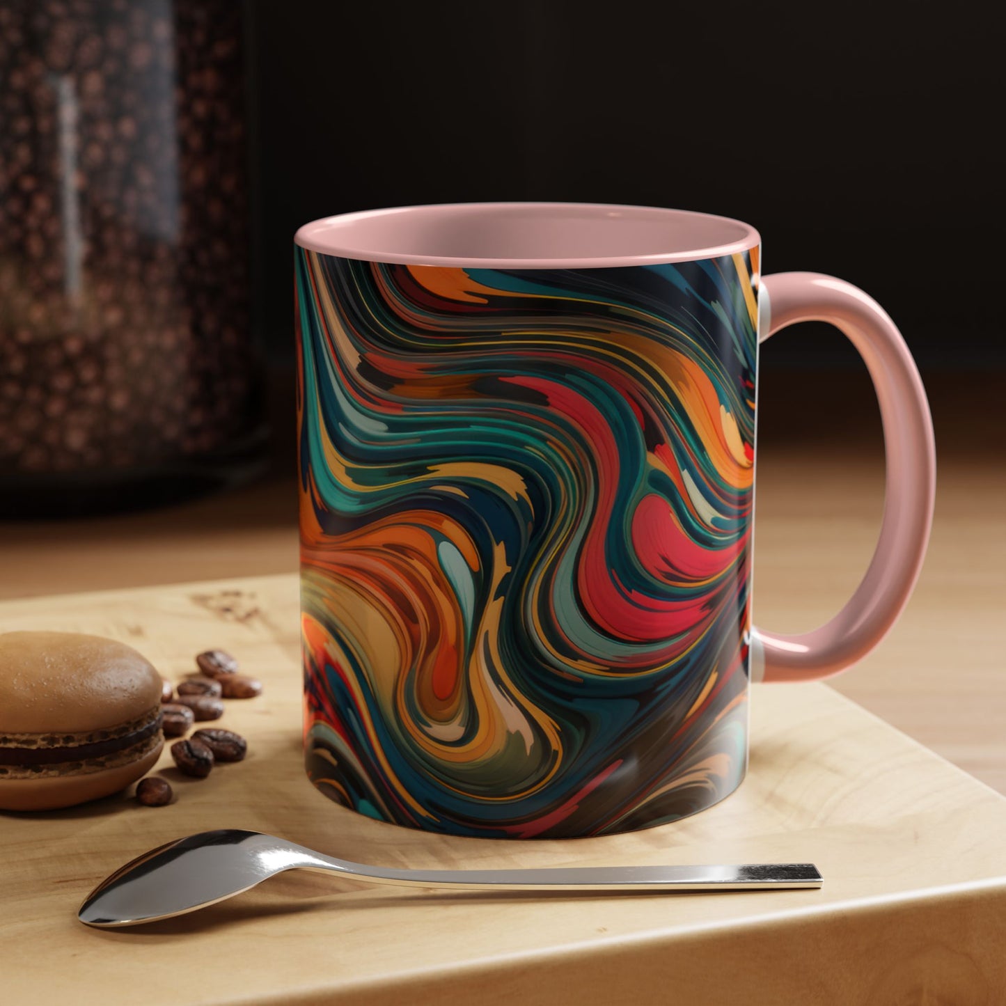 Vibrant Accent Coffee Mug, Artistic Mug Design Colorful Drinkware.