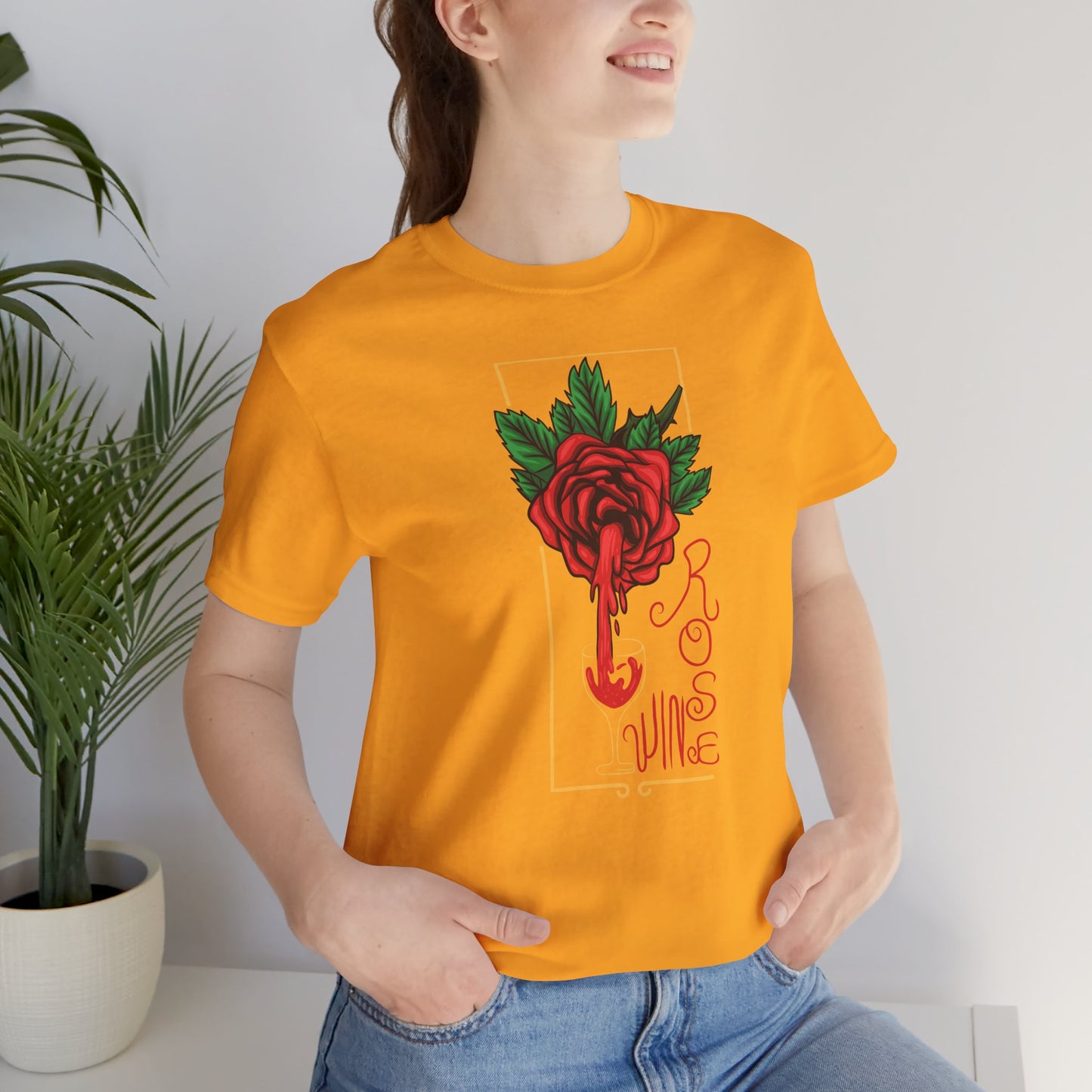 Rose Wine Unisex Tee, Perfect for Wine Lovers, Gifts for Her, Casual Date Night, Summer Apparel, Floral Graphic Shirt