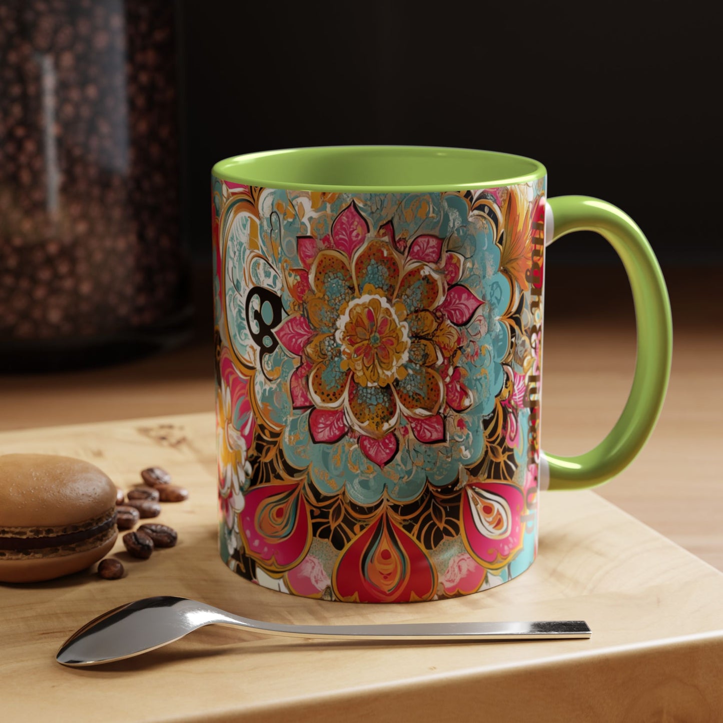 Vibrant Floral Accent Boho Coffee Mug, Floral.
