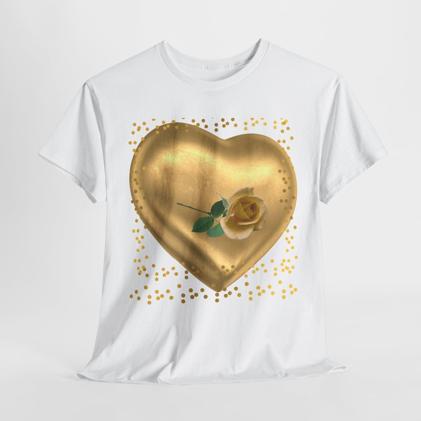 Golden Heart Tee, Unisex T-Shirt, Romantic Gift.