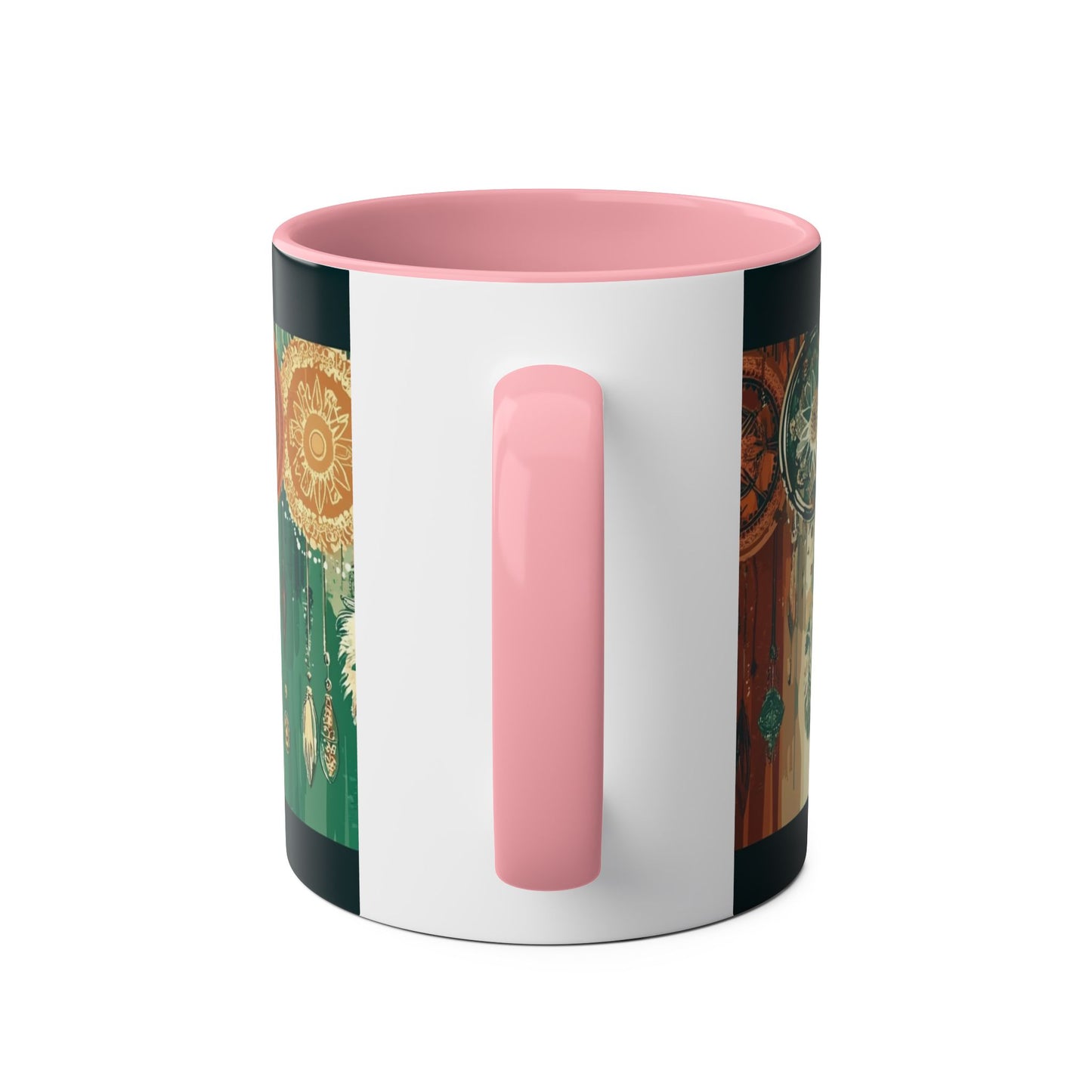 Dreamcatcher Two-Tone Coffee Mug, Boho Mug, Gift for Her, Home Decor, Coffee Lover's Mug, Unique Kitchenware