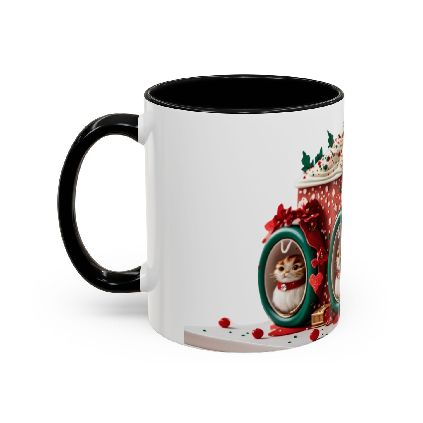 Festive Cat Coffee Mug, Christmas Coffee Cup.