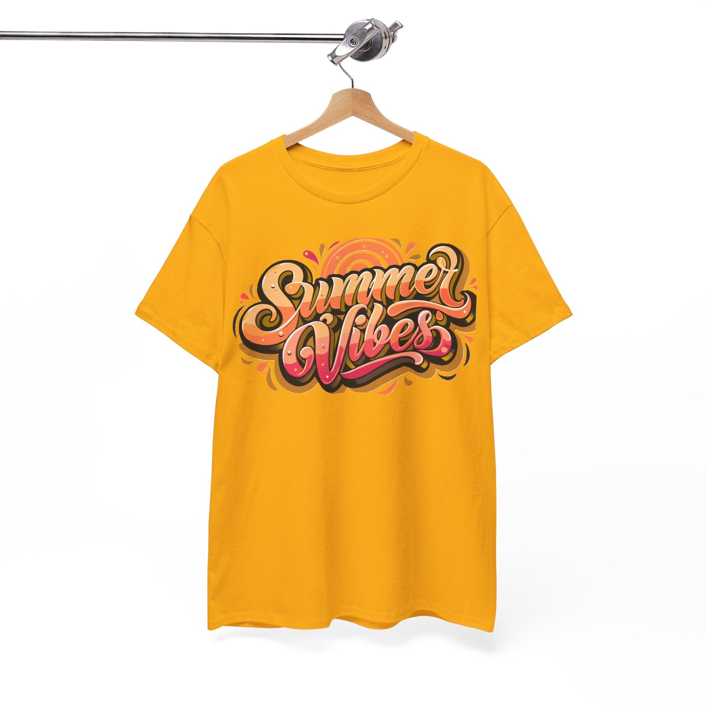 Summer Vibes Unisex Heavy Cotton Tee - Relaxed Fit, Casual Wear, Beach Outings, Gift for Friends, Summer Parties, Fun Graphic Tee