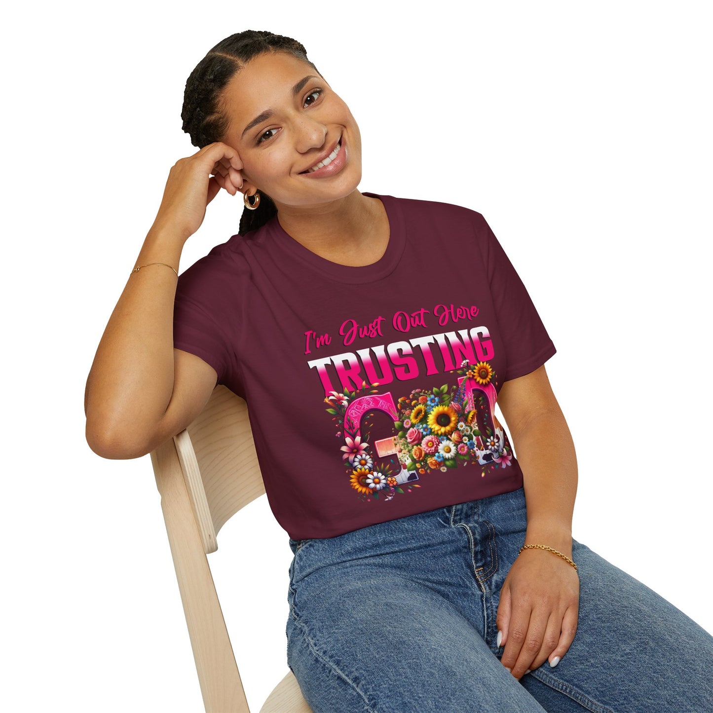 Floral Trusting God T-Shirt, Inspirational Tee.