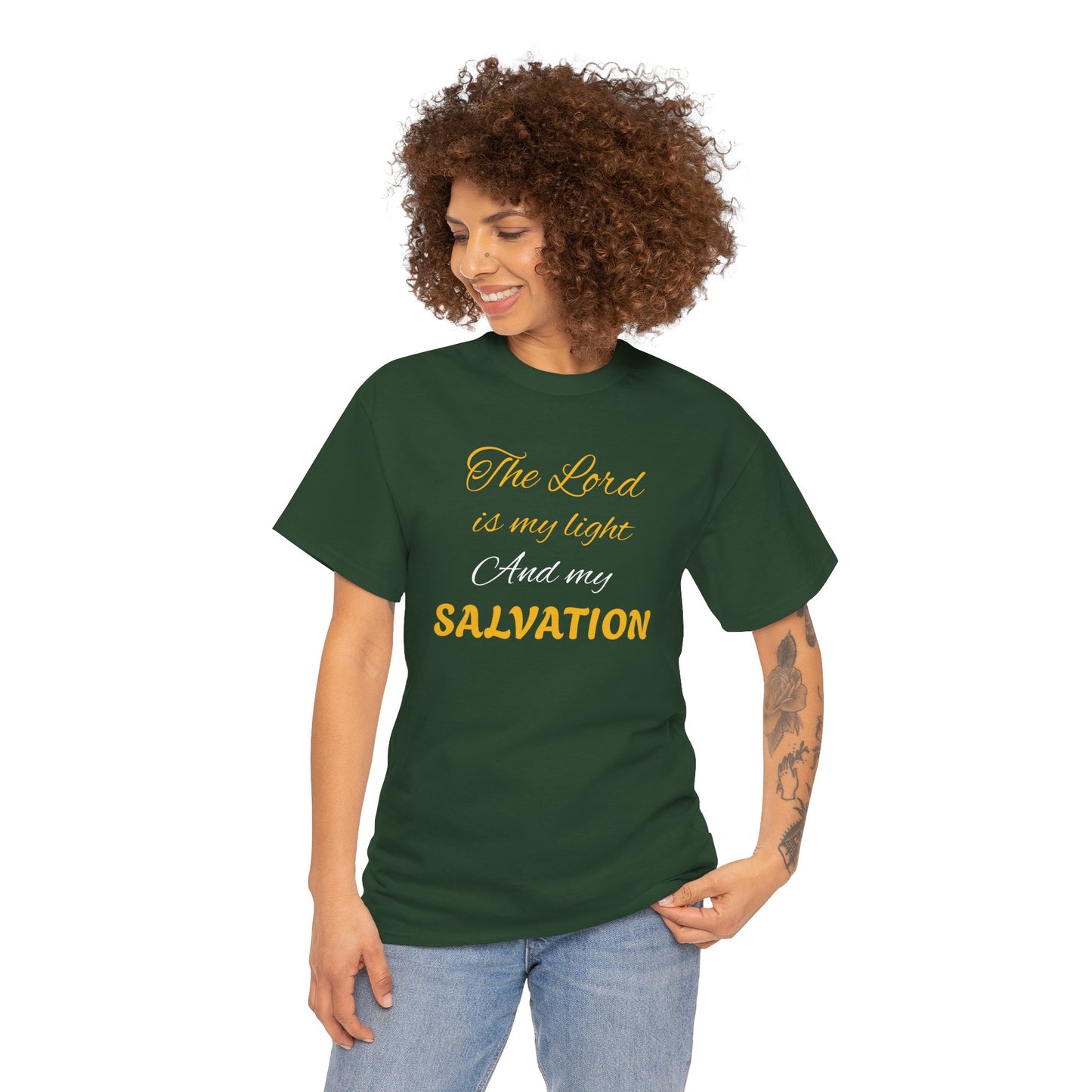 Inspirational Unisex Heavy Cotton Tee - 'The Lord is my light and my SALVATION'