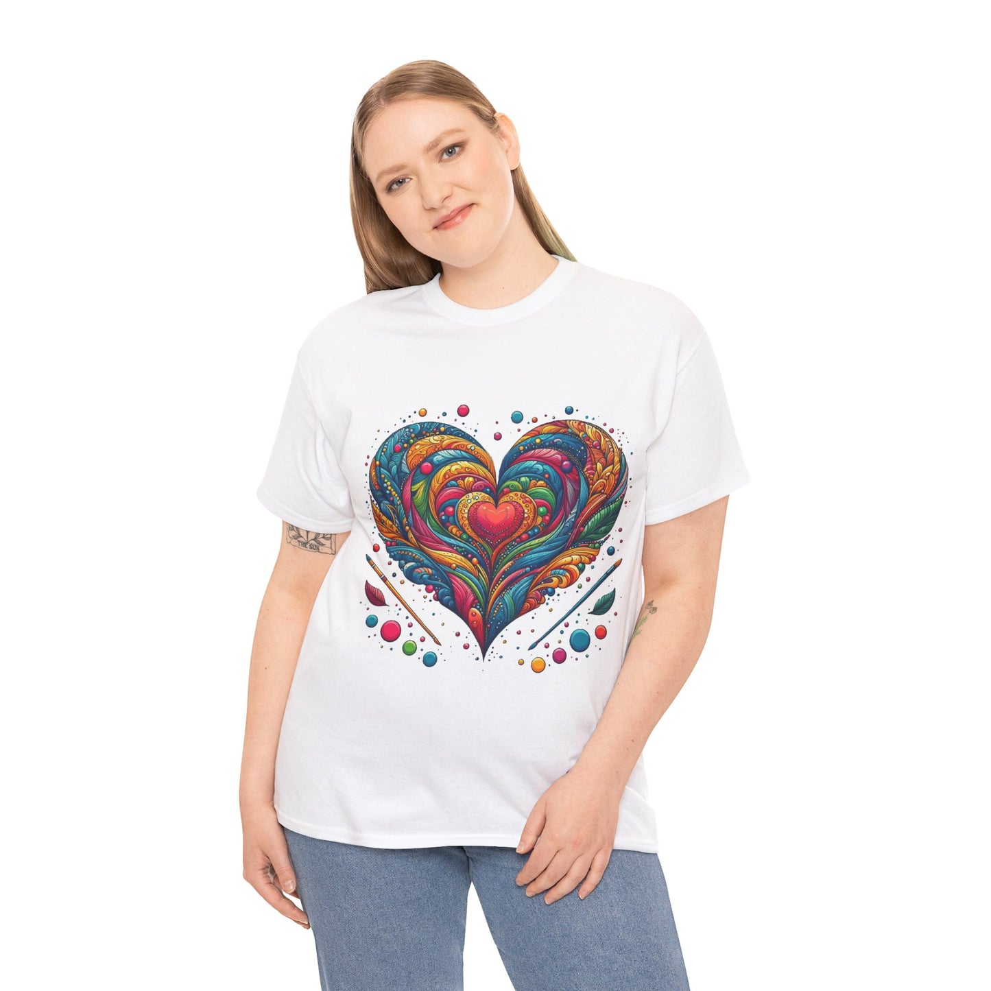 Colorful Heart Art Unisex Heavy Cotton Tee - Vibrant and Unique Design