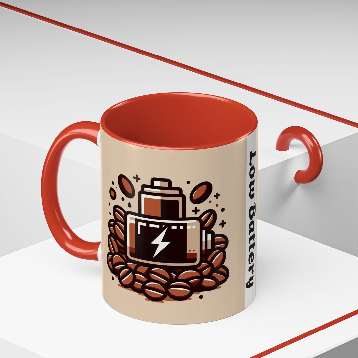 Low Battery Coffee Mug, Funny Coffee Cup, Gift for Caffeine Lovers, Unique Office Mug, Java Enthusiast Cup