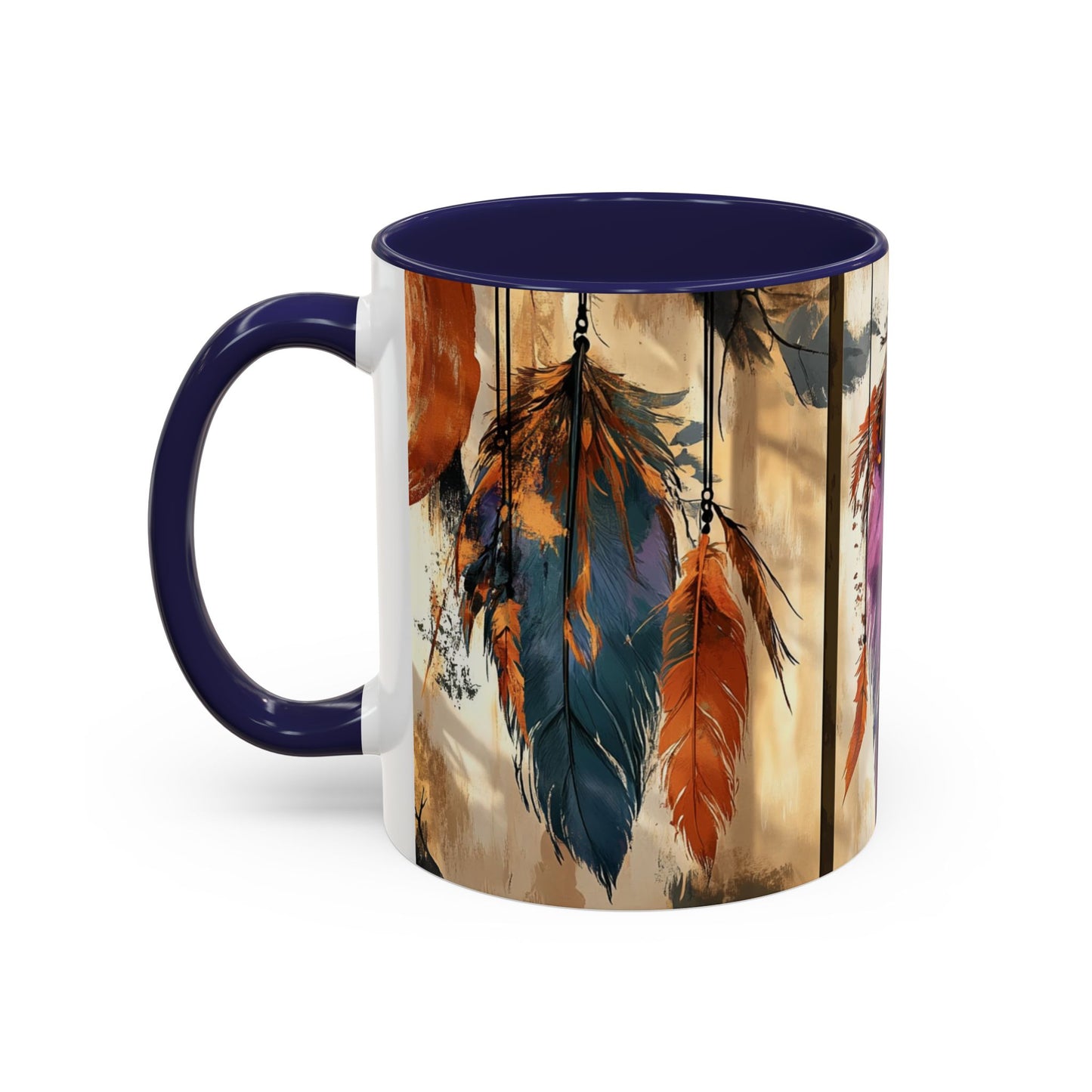 Bohemian Feather Coffee Mug, Dreamy Mug for Coffee Lovers, Unique Gift for Creatives, Boho Kitchen Decor, Holiday Gift