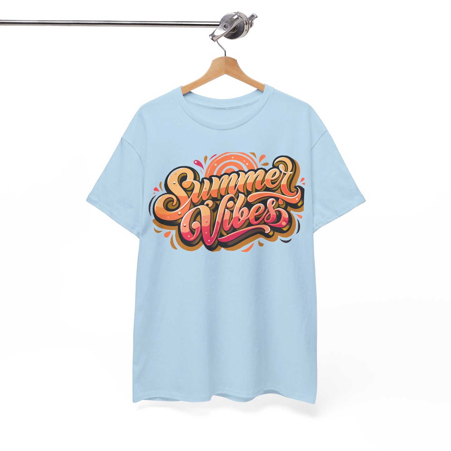 Summer Vibes Unisex Heavy Cotton Tee - Relaxed Fit, Casual Wear, Beach Outings, Gift for Friends, Summer Parties, Fun Graphic Tee