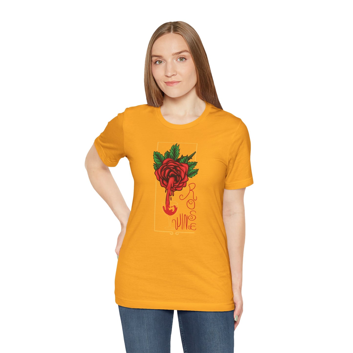 Rose Wine Unisex Tee, Perfect for Wine Lovers, Gifts for Her, Casual Date Night, Summer Apparel, Floral Graphic Shirt