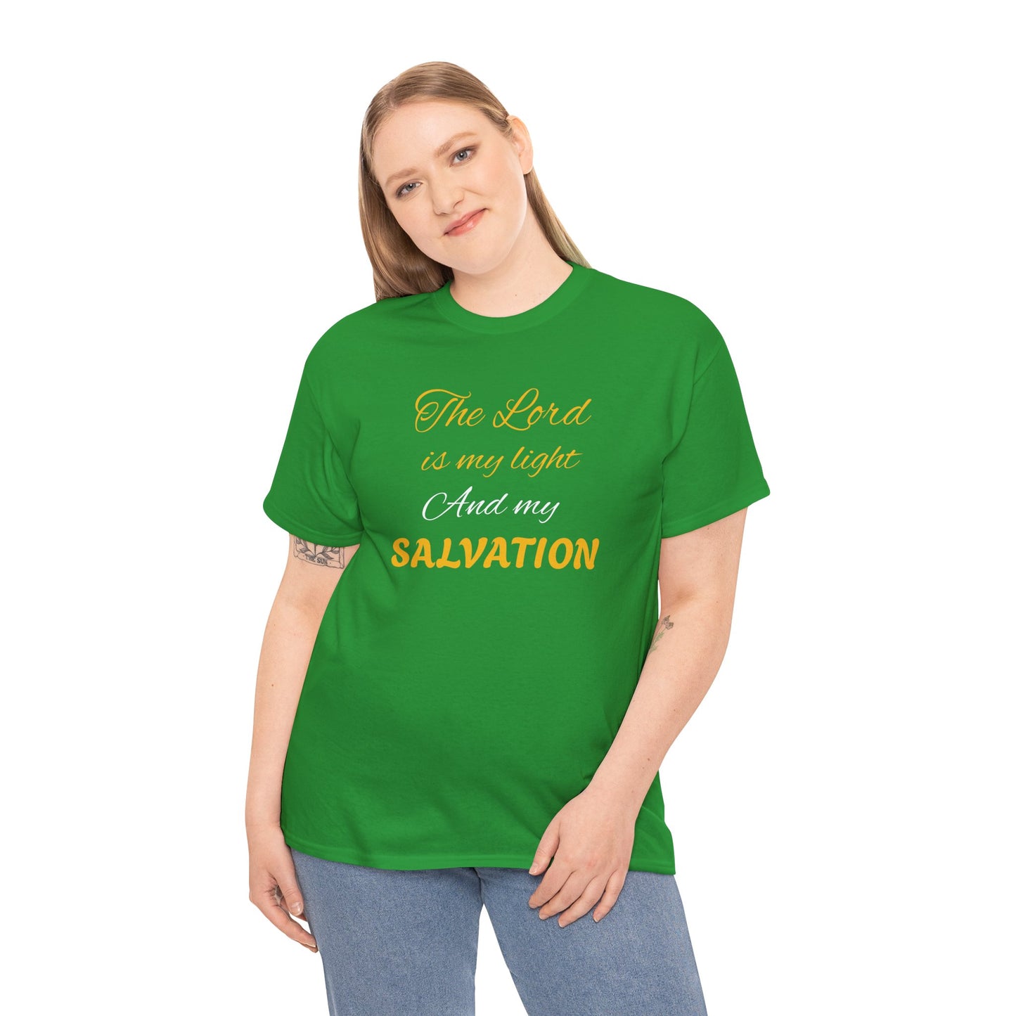 Inspirational Unisex Heavy Cotton Tee - 'The Lord is my light and my SALVATION'