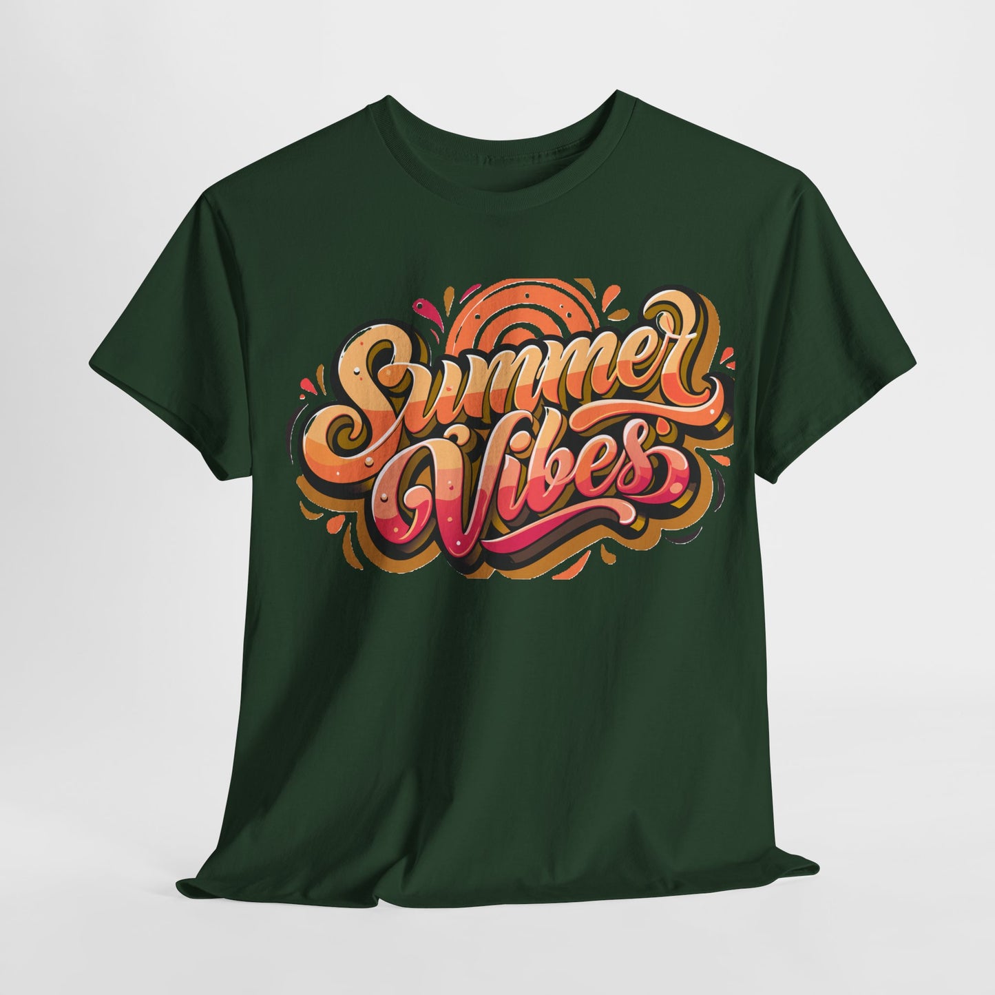 Summer Vibes Unisex Heavy Cotton Tee - Relaxed Fit, Casual Wear, Beach Outings, Gift for Friends, Summer Parties, Fun Graphic Tee
