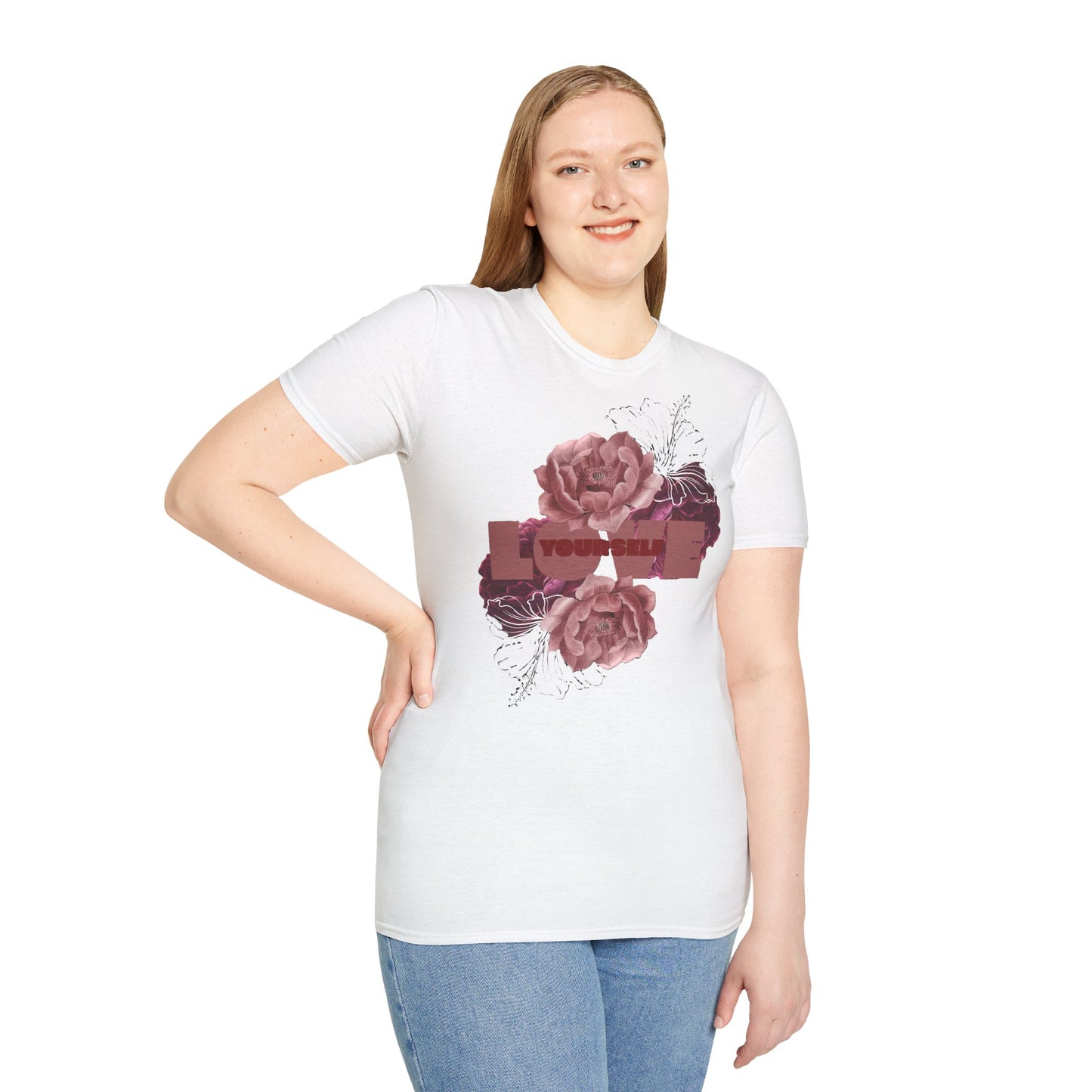 Floral Love T-Shirt, Casual Graphic Tee, Gift for Her.