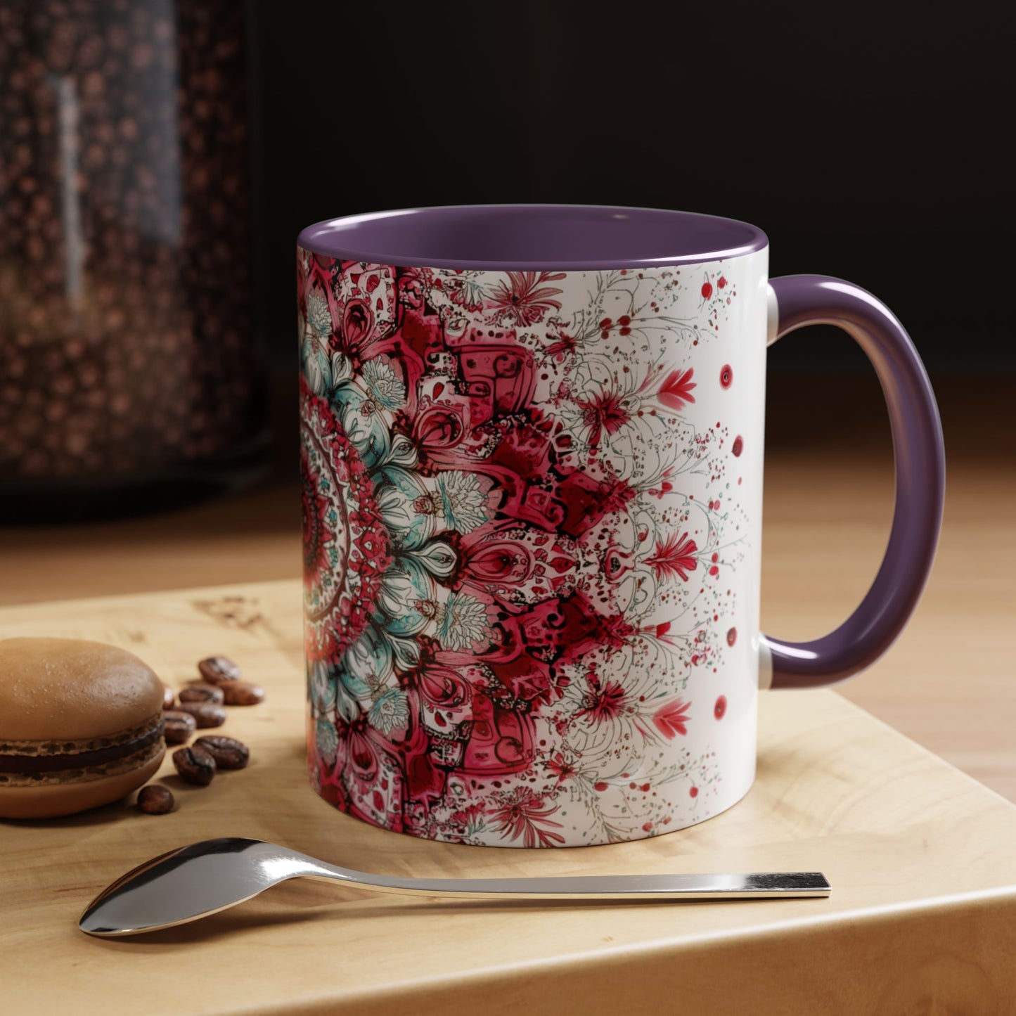Bohemian Mandala Accent Coffee Mug  Artistic Gift for Coffee Lovers.