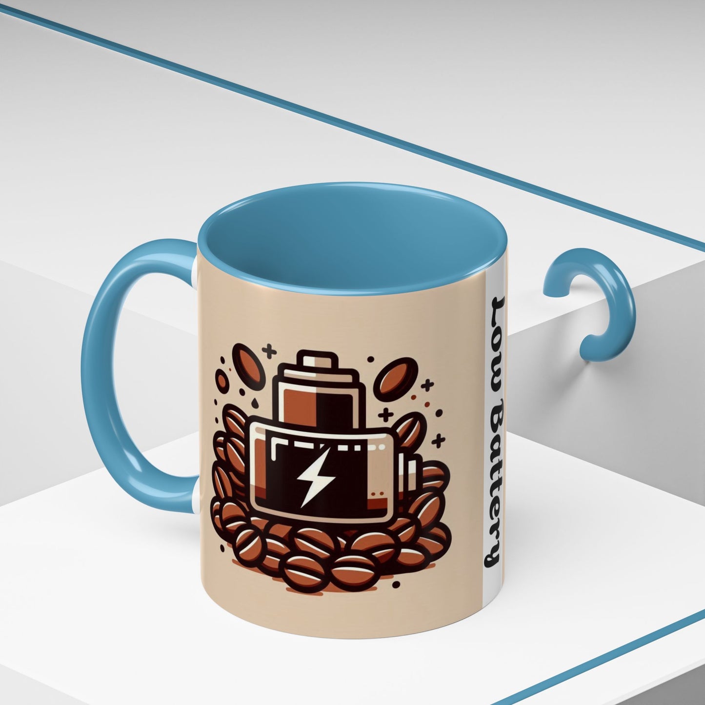 Low Battery Coffee Mug, Funny Coffee Cup, Gift for Caffeine Lovers, Unique Office Mug, Java Enthusiast Cup