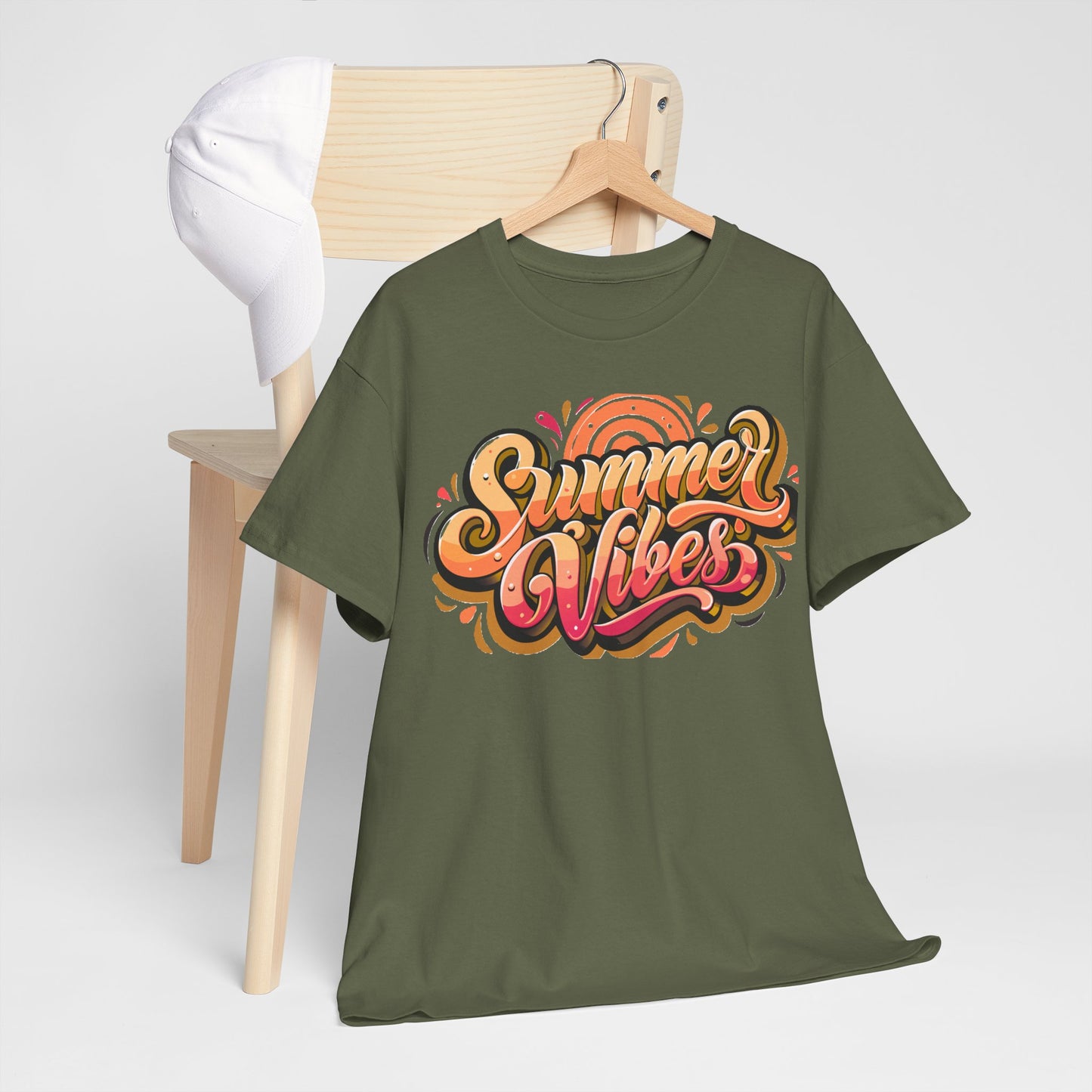 Summer Vibes Unisex Heavy Cotton Tee - Relaxed Fit, Casual Wear, Beach Outings, Gift for Friends, Summer Parties, Fun Graphic Tee