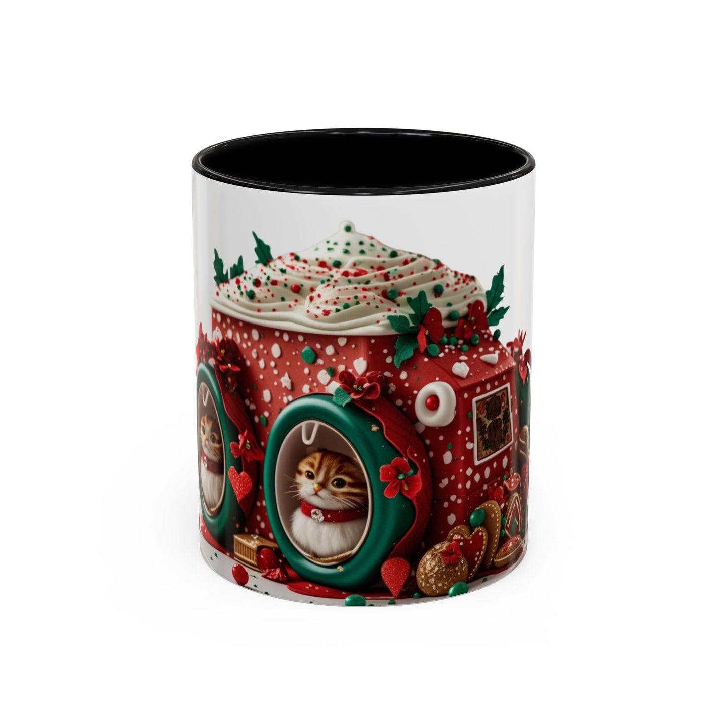 Festive Cat Coffee Mug, Christmas Coffee Cup.
