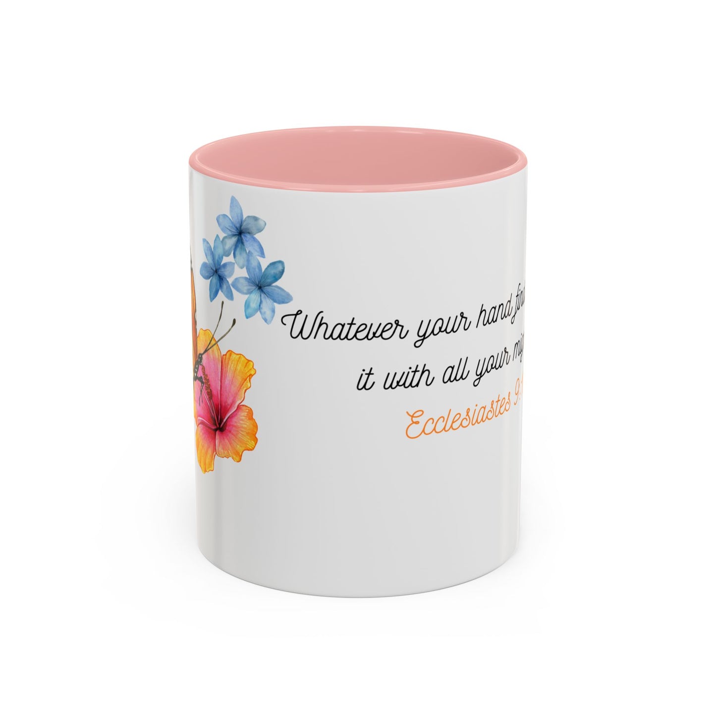 Inspirational Accent Mug - Butterfly Design, with Motivational words.