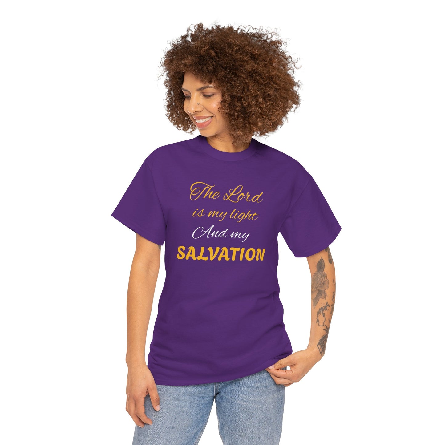 Inspirational Unisex Heavy Cotton Tee - 'The Lord is my light and my SALVATION'