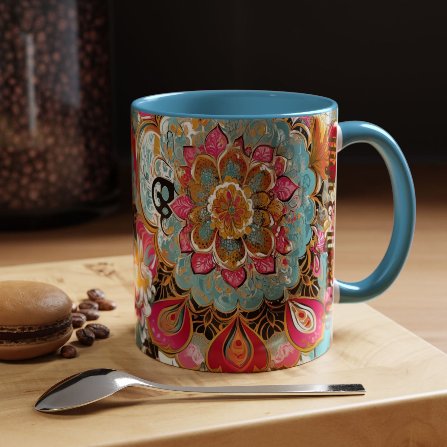 Vibrant Floral Accent Boho Coffee Mug, Floral.