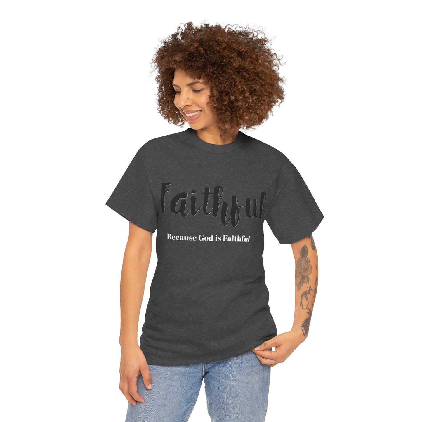 Faithful Unisex Heavy Cotton Tee, Christian Apparel.