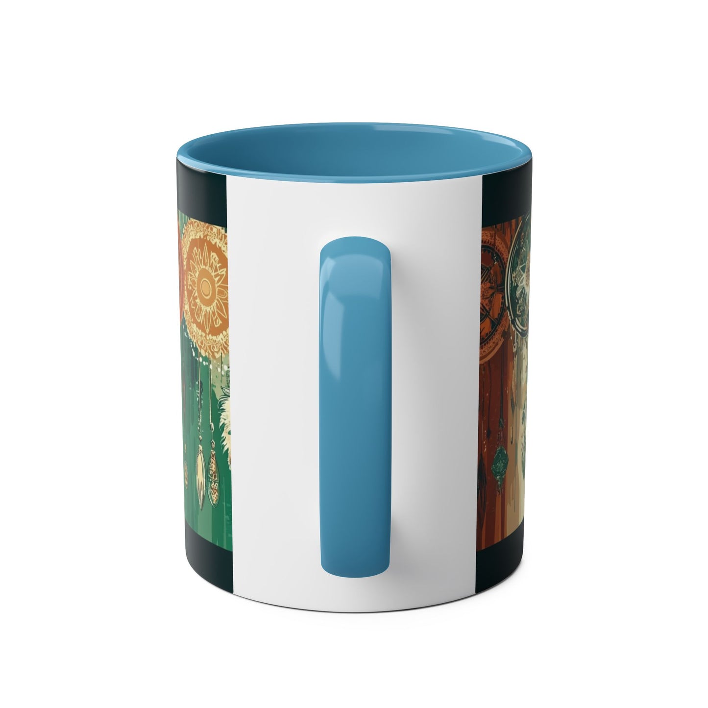 Dreamcatcher Two-Tone Coffee Mug, Boho Mug, Gift for Her, Home Decor, Coffee Lover's Mug, Unique Kitchenware