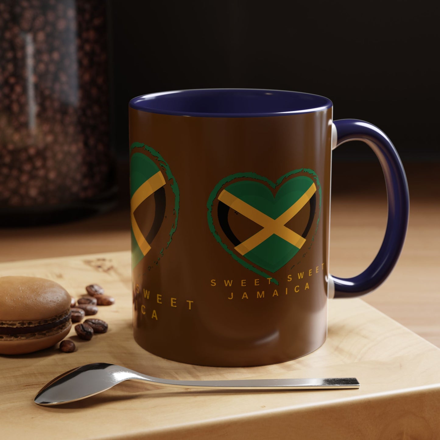 Accent Coffee Mug with Jamaican Heart Design - Perfect for Coffee Lovers, Gift for Travelers, Jamaica Celebration, or Home Decor