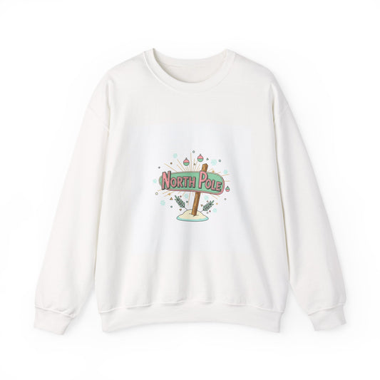 North Pole Sign Sweatshirt | mid century Christmas, retro holiday sign