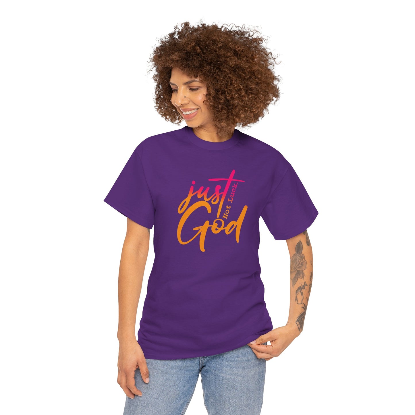 Faith-Inspired Unisex Tee - Just Not Luck "God", Cotton Tee,
