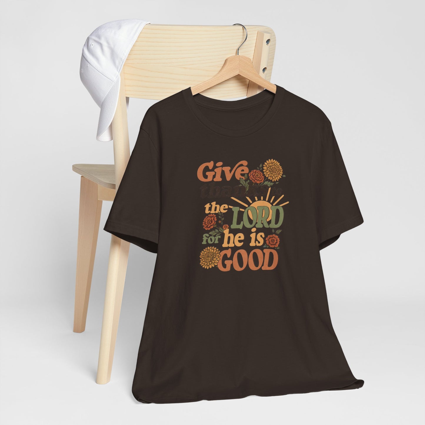 Give thanks to the Lord for He is Good. Unisex Jersey Short Sleeve T-Shirt.