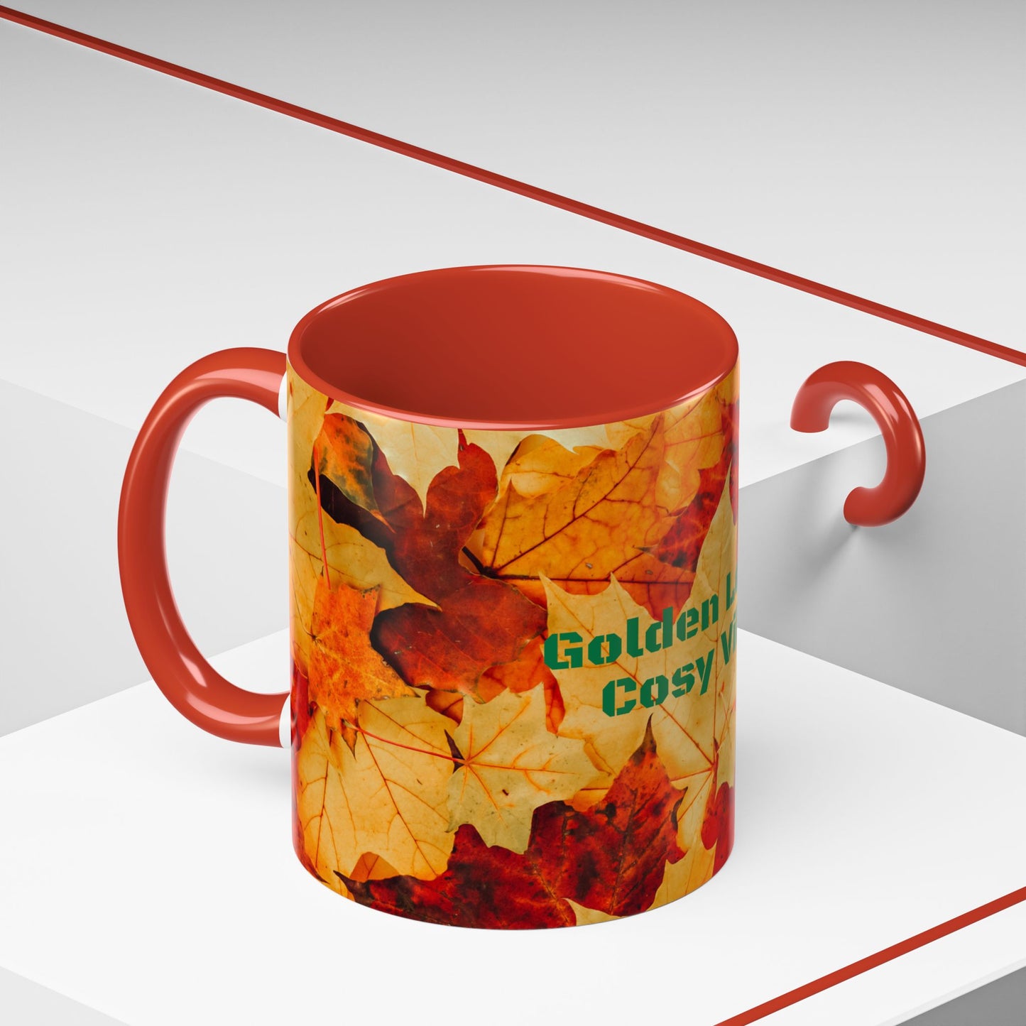 Leafy Falls Vibes, Accent Coffee Mug.