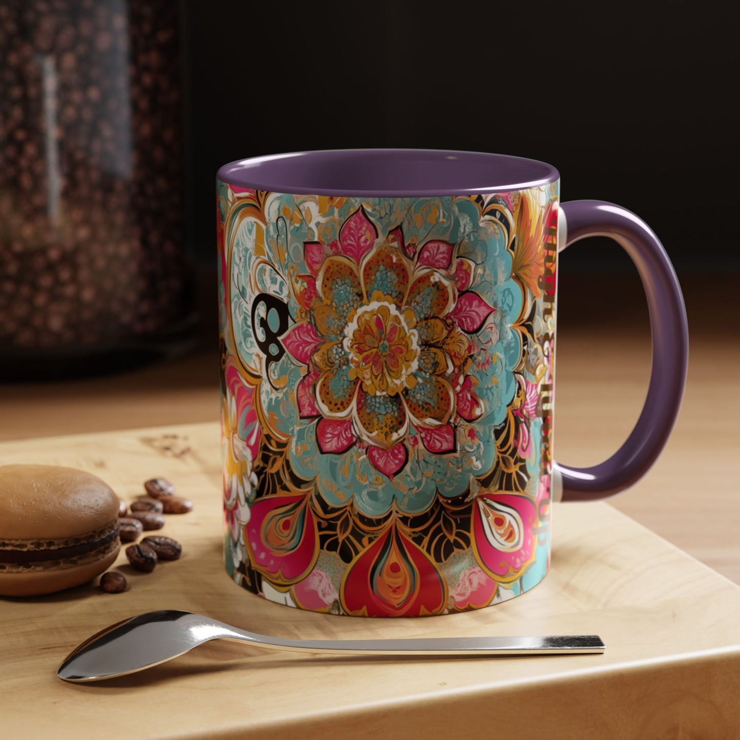 Vibrant Floral Accent Boho Coffee Mug, Floral.