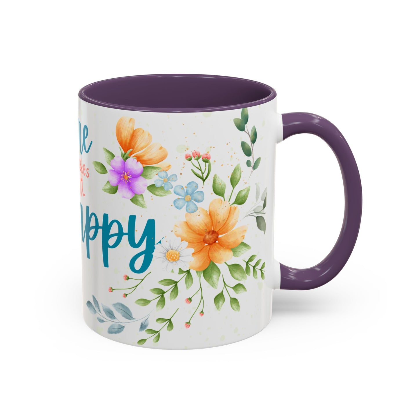 Floral Inspirational Coffee Mug, Do More of What Makes God Happy.