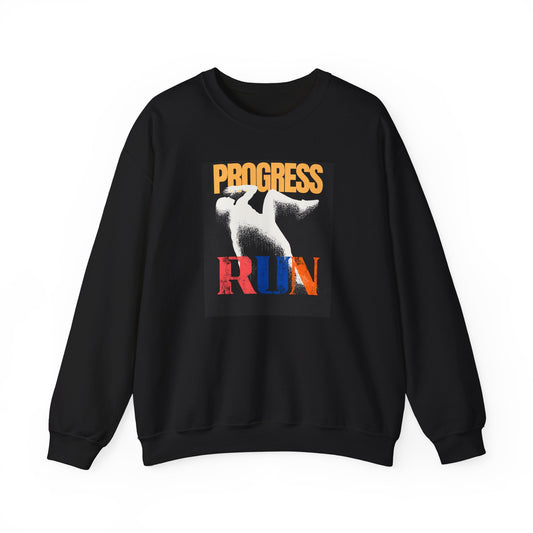 Stylish Progress RUN Crewneck Sweatshirt - Perfect Gift for Athletes, Casual Wear, Unisex Fashion, Running Enthusiasts, Sports Apparel