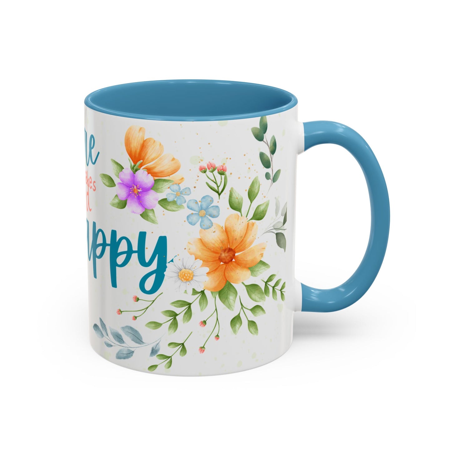 Floral Inspirational Coffee Mug, Do More of What Makes God Happy.