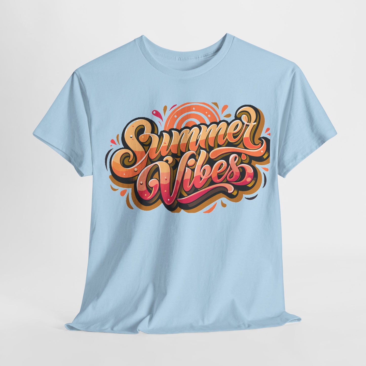 Summer Vibes Unisex Heavy Cotton Tee - Relaxed Fit, Casual Wear, Beach Outings, Gift for Friends, Summer Parties, Fun Graphic Tee