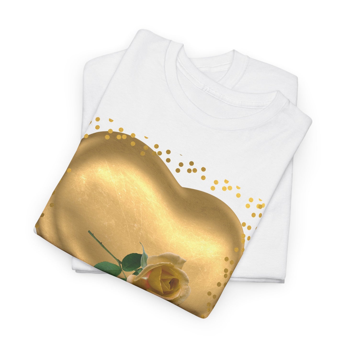 Golden Heart Tee, Unisex T-Shirt, Romantic Gift.