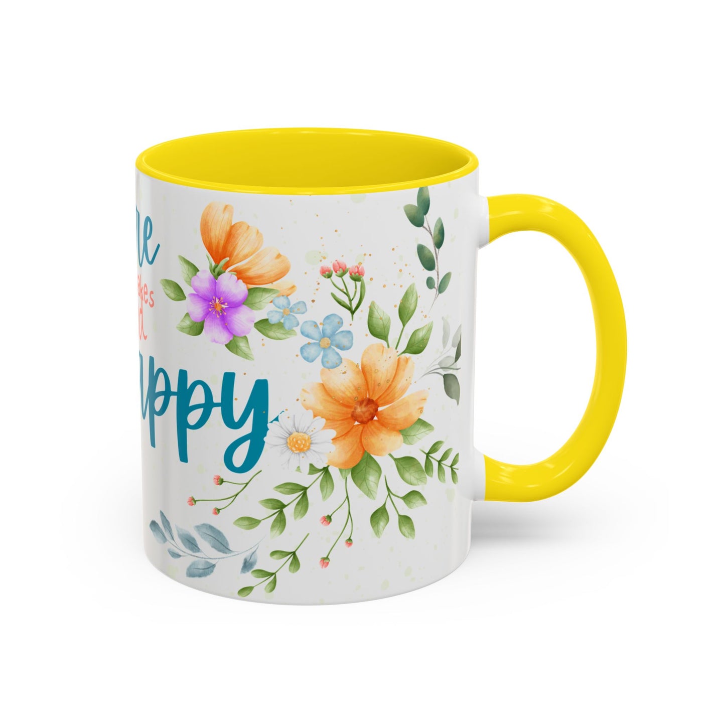 Floral Inspirational Coffee Mug, Do More of What Makes God Happy.