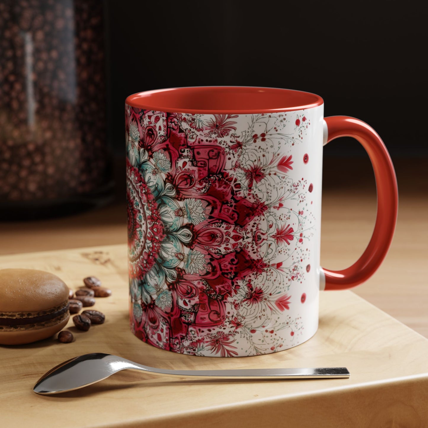 Bohemian Mandala Accent Coffee Mug  Artistic Gift for Coffee Lovers.