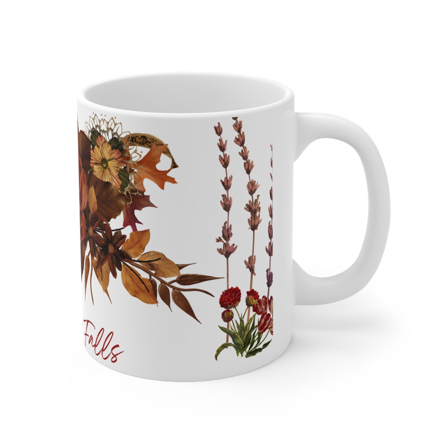 Seasonal Floral Ceramic Coffee Mugs, Fall Decor, Autumn Gifts, Tea Cups.
