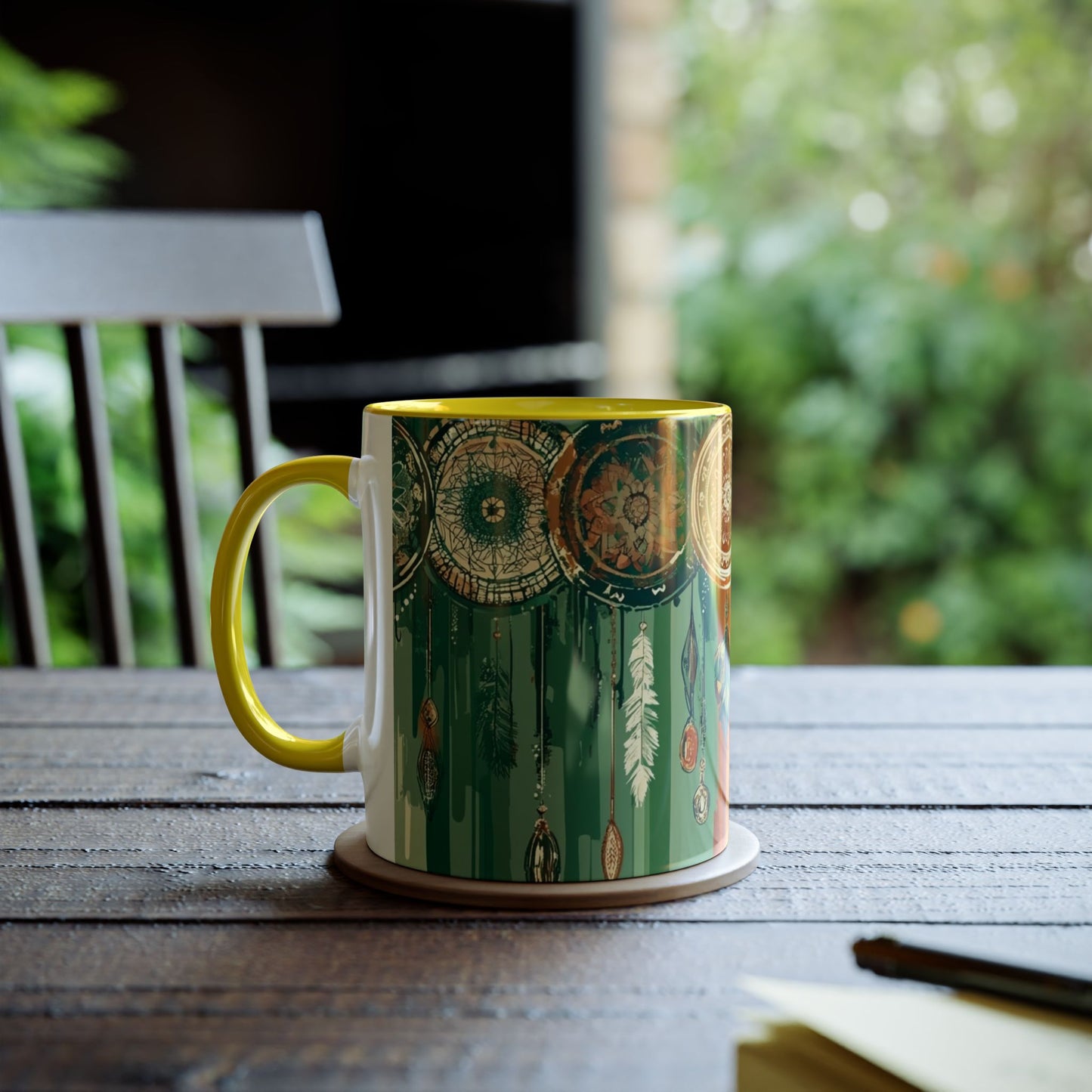 Dreamcatcher Two-Tone Coffee Mug, Boho Mug