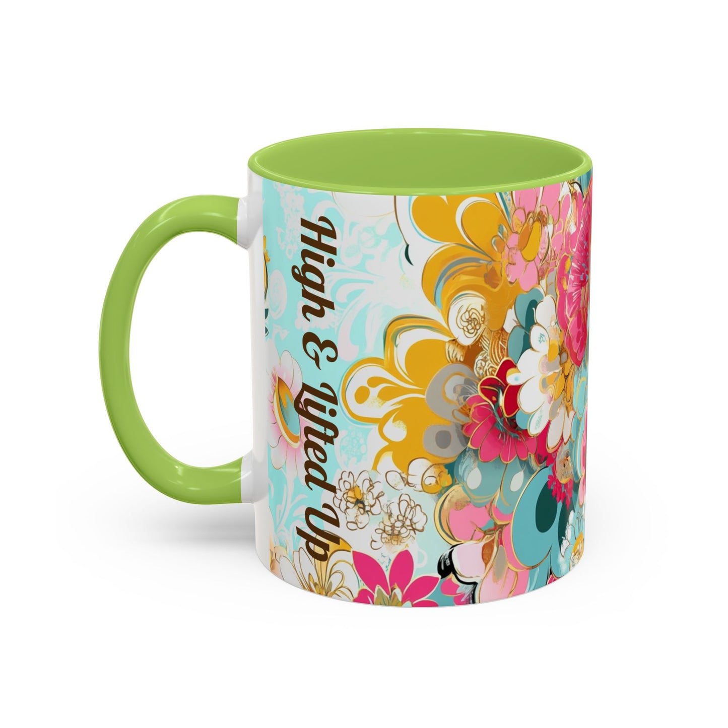 Vibrant Floral Accent Boho Coffee Mug, Floral.