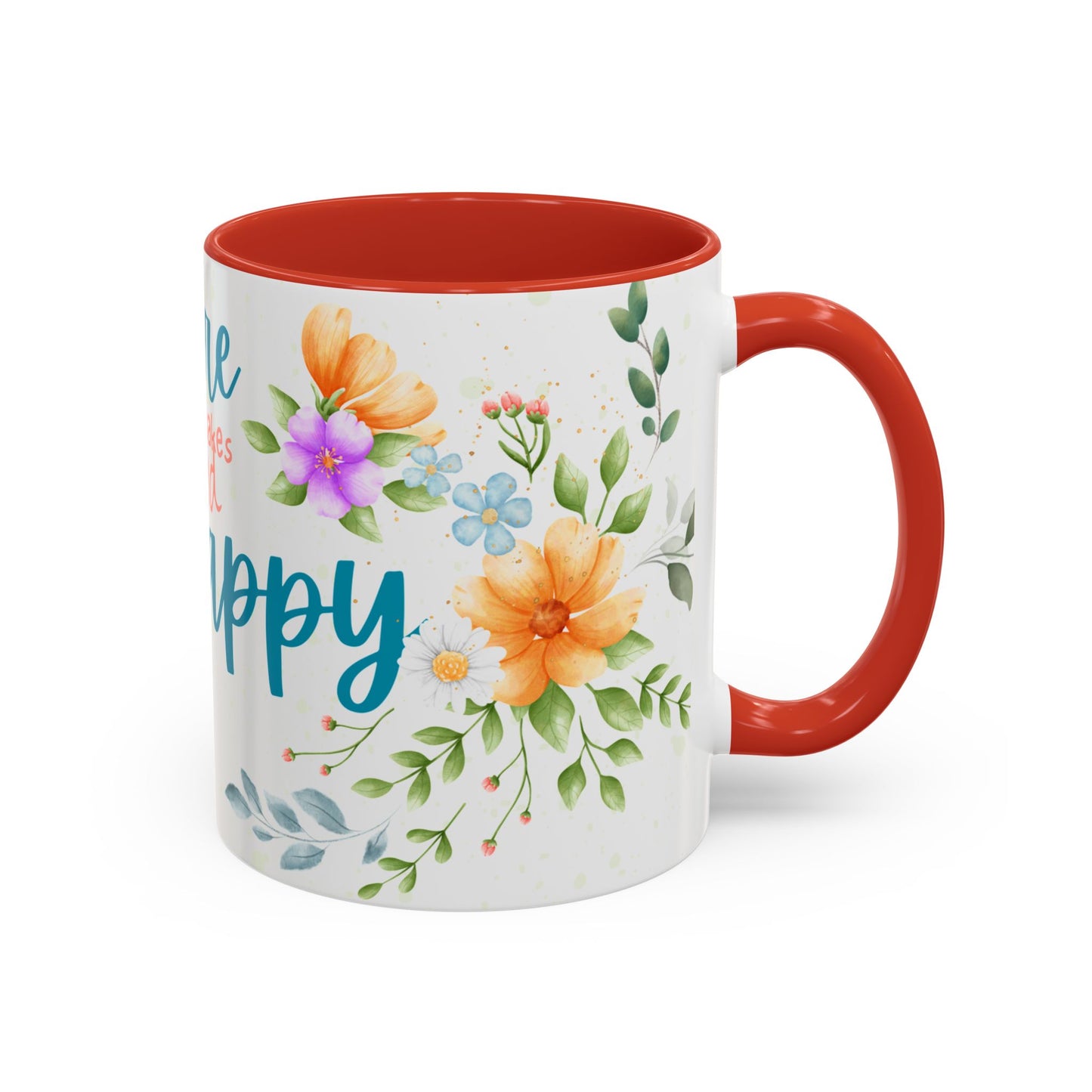 Floral Inspirational Coffee Mug, Do More of What Makes God Happy.