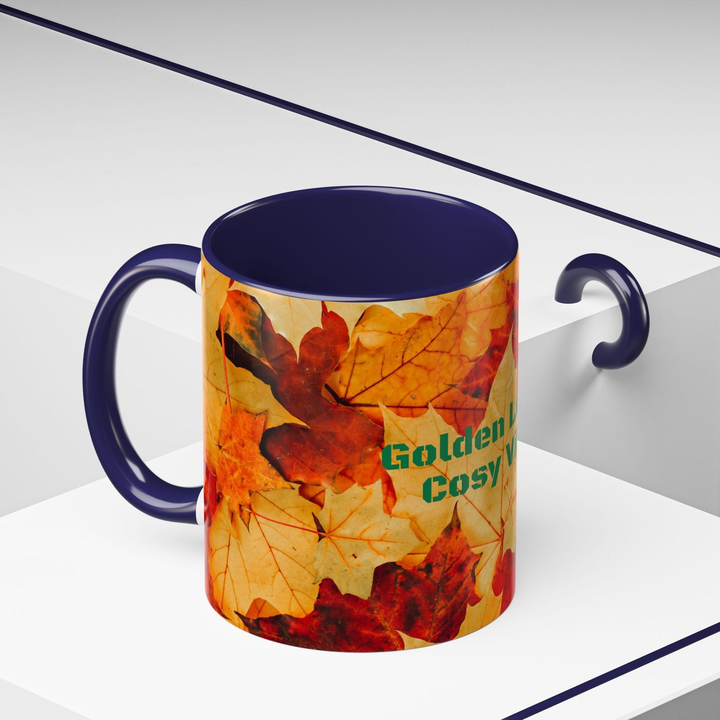 Leafy Falls Vibes, Accent Coffee Mug.